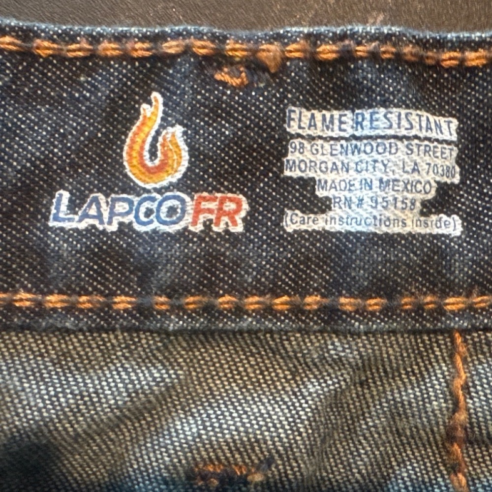Lapco FR Flame Resistant Work Jeans Mens 42x36 Indigo Blue Denim NFPA 2112 70E - Picture 7 of 10